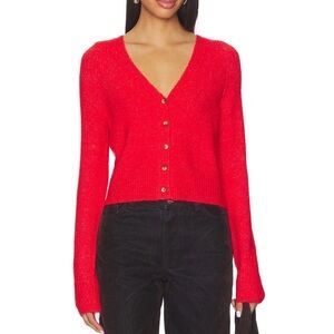 Women's Red Button-Up Sweater